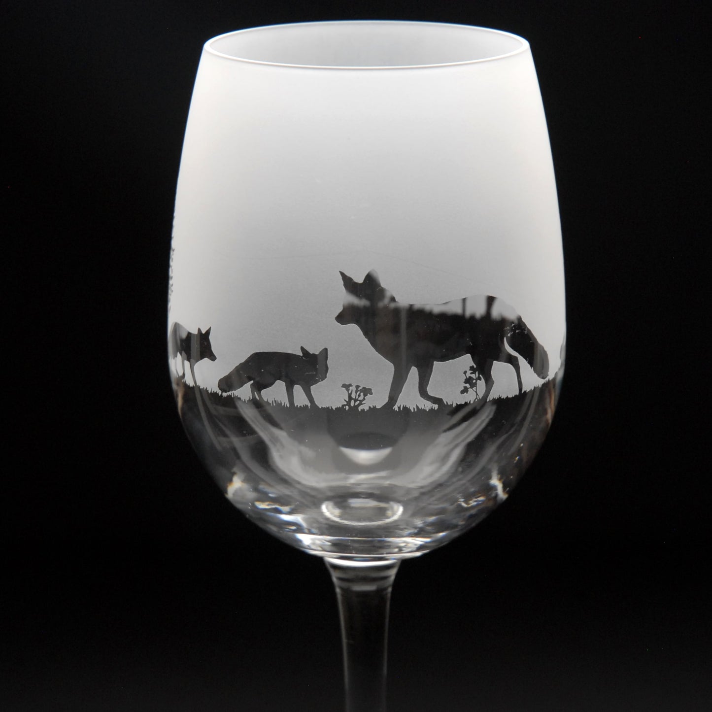 Fox Crystal Wine Glass - Hand Etched/Engraved Gift