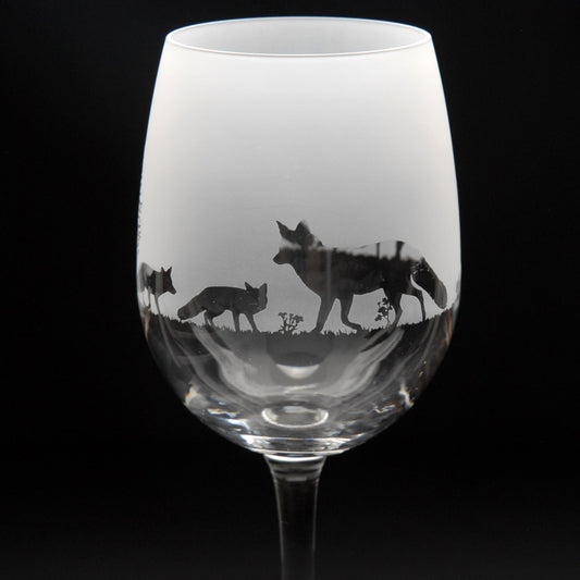 Fox Crystal Wine Glass - Hand Etched/Engraved Gift