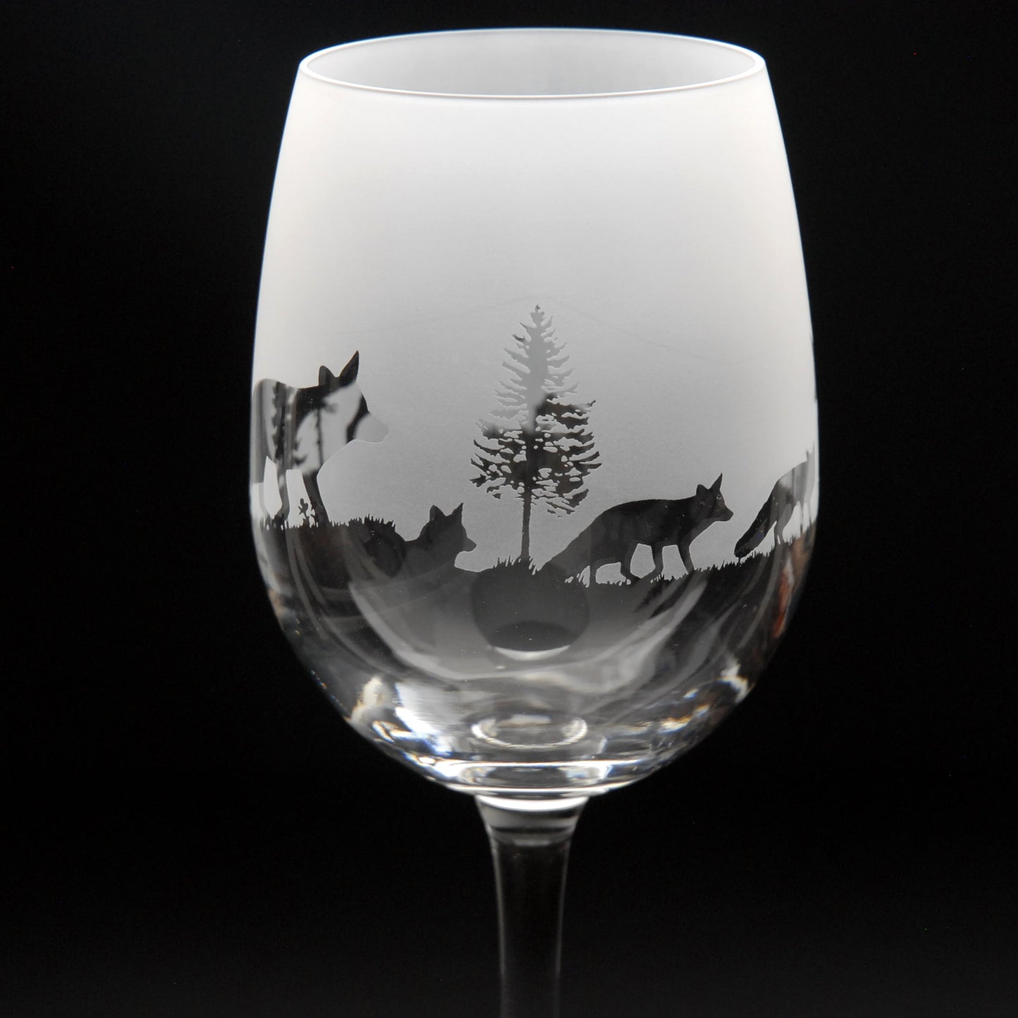 Fox Crystal Wine Glass - Hand Etched/Engraved Gift