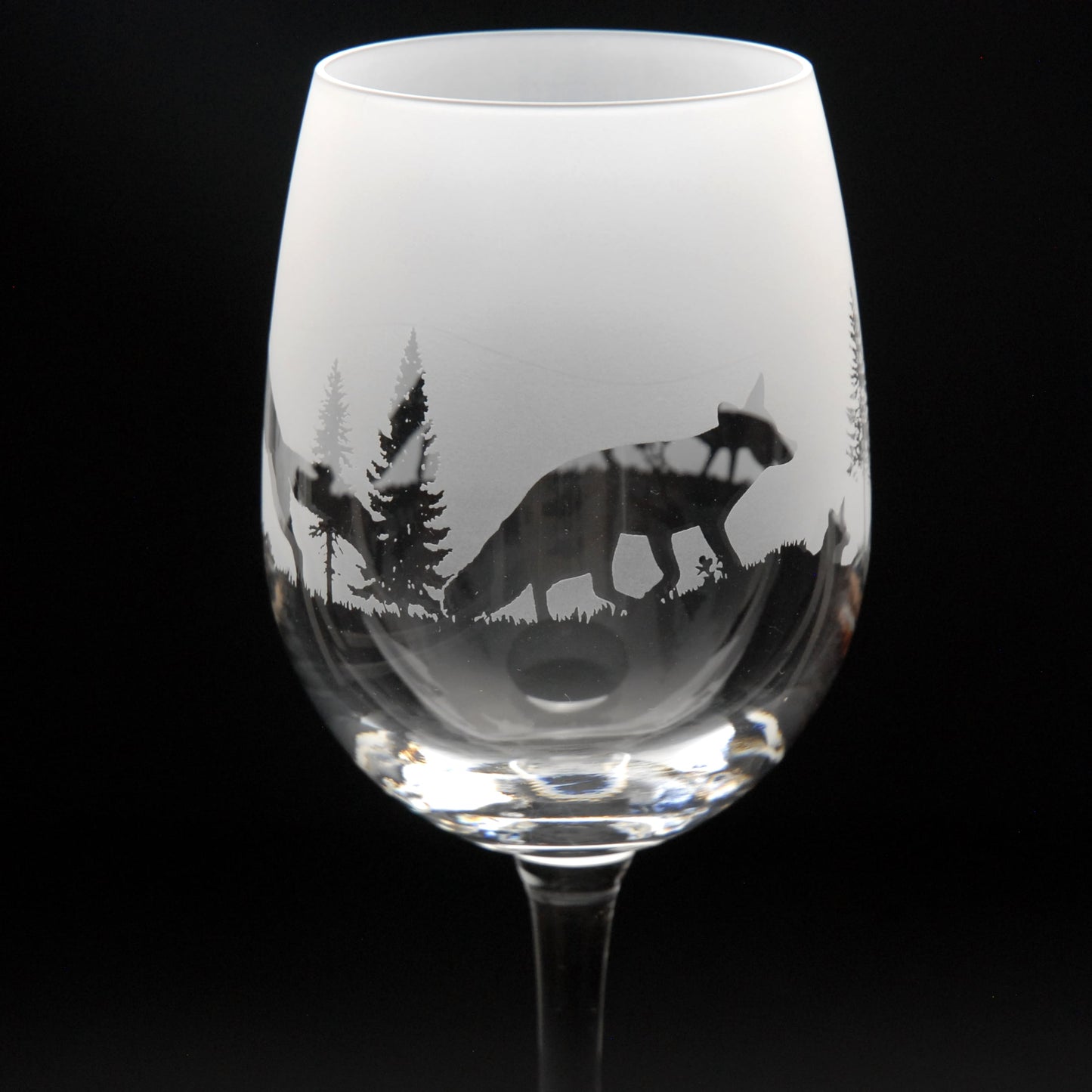 Fox Crystal Wine Glass - Hand Etched/Engraved Gift