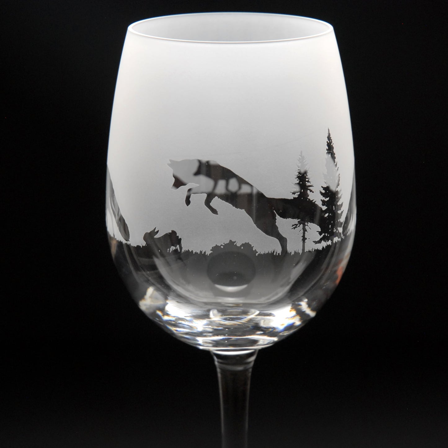 Fox Crystal Wine Glass - Hand Etched/Engraved Gift
