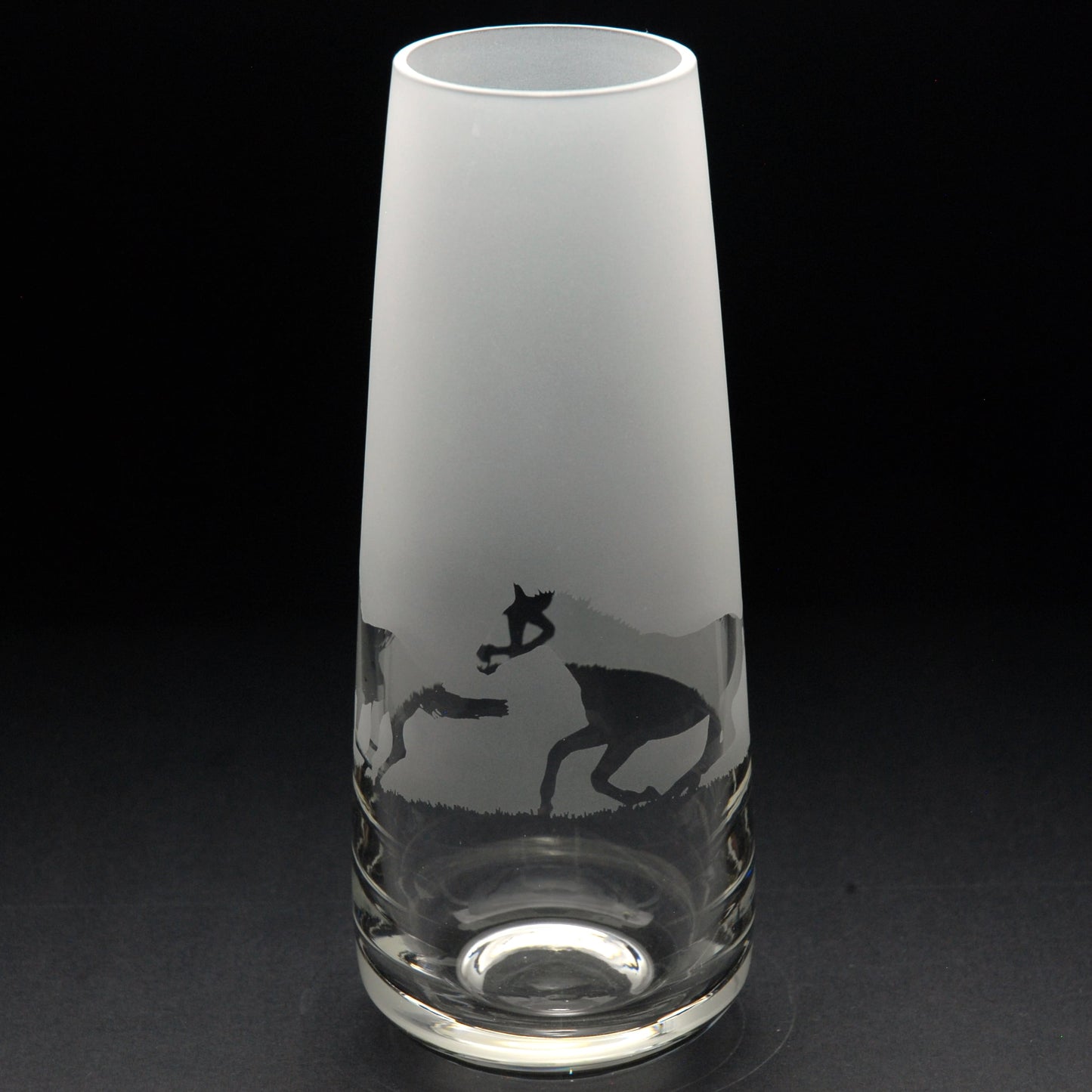 Galloping Horse Glass Bud Vase - 15cm - Hand Etched/Engraved Gift