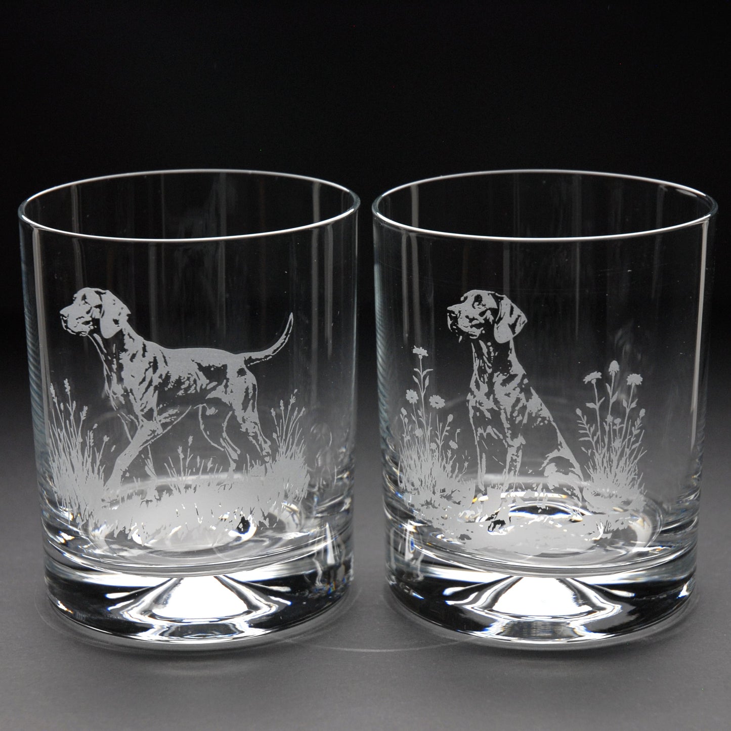 German Pointer Dog Whiskey Tumbler Glass - Hand Etched/Engraved Gift