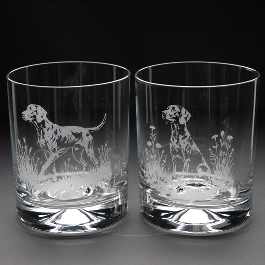 German Pointer Dog Whiskey Tumbler Glass - Hand Etched/Engraved Gift