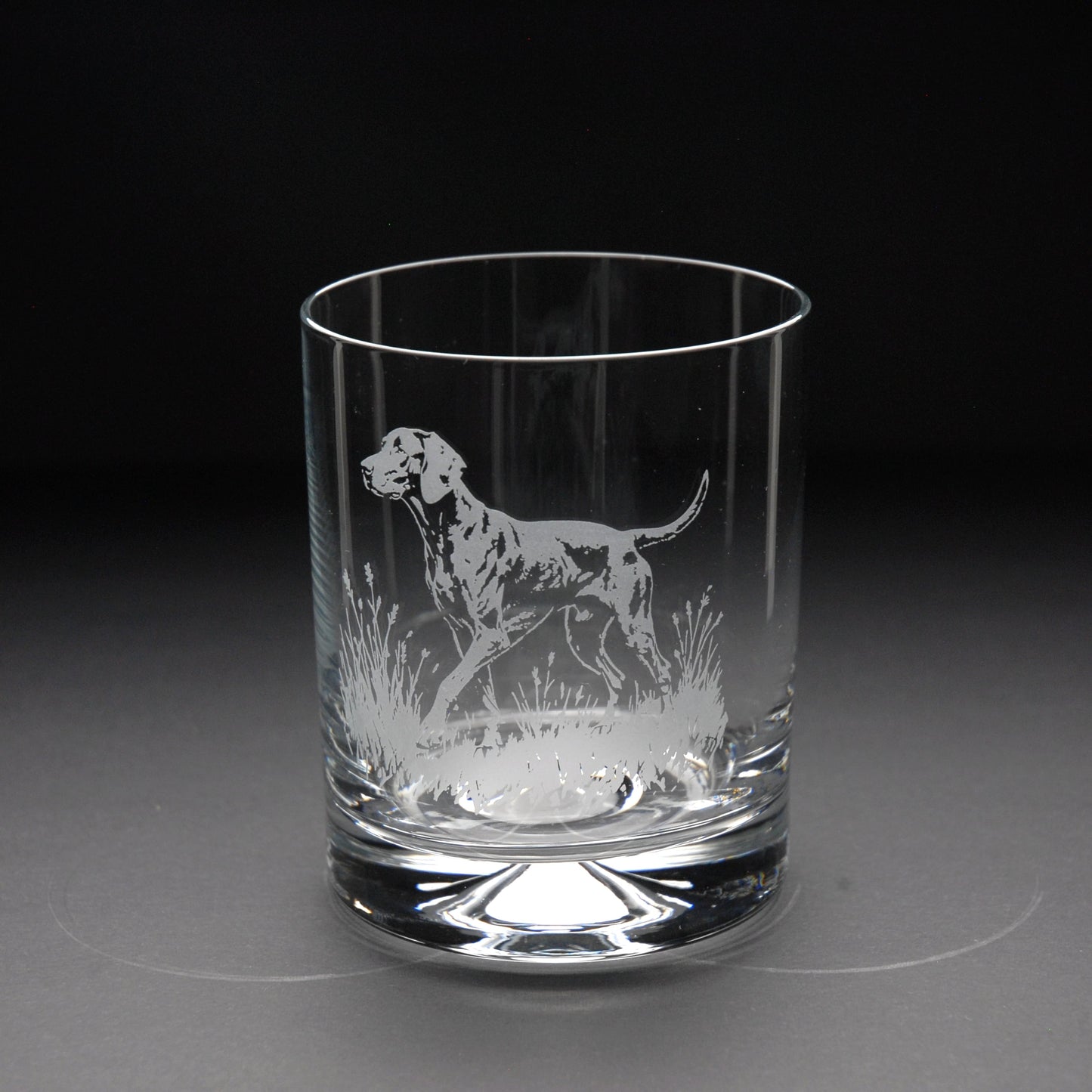 German Pointer Dog Whiskey Tumbler Glass - Hand Etched/Engraved Gift
