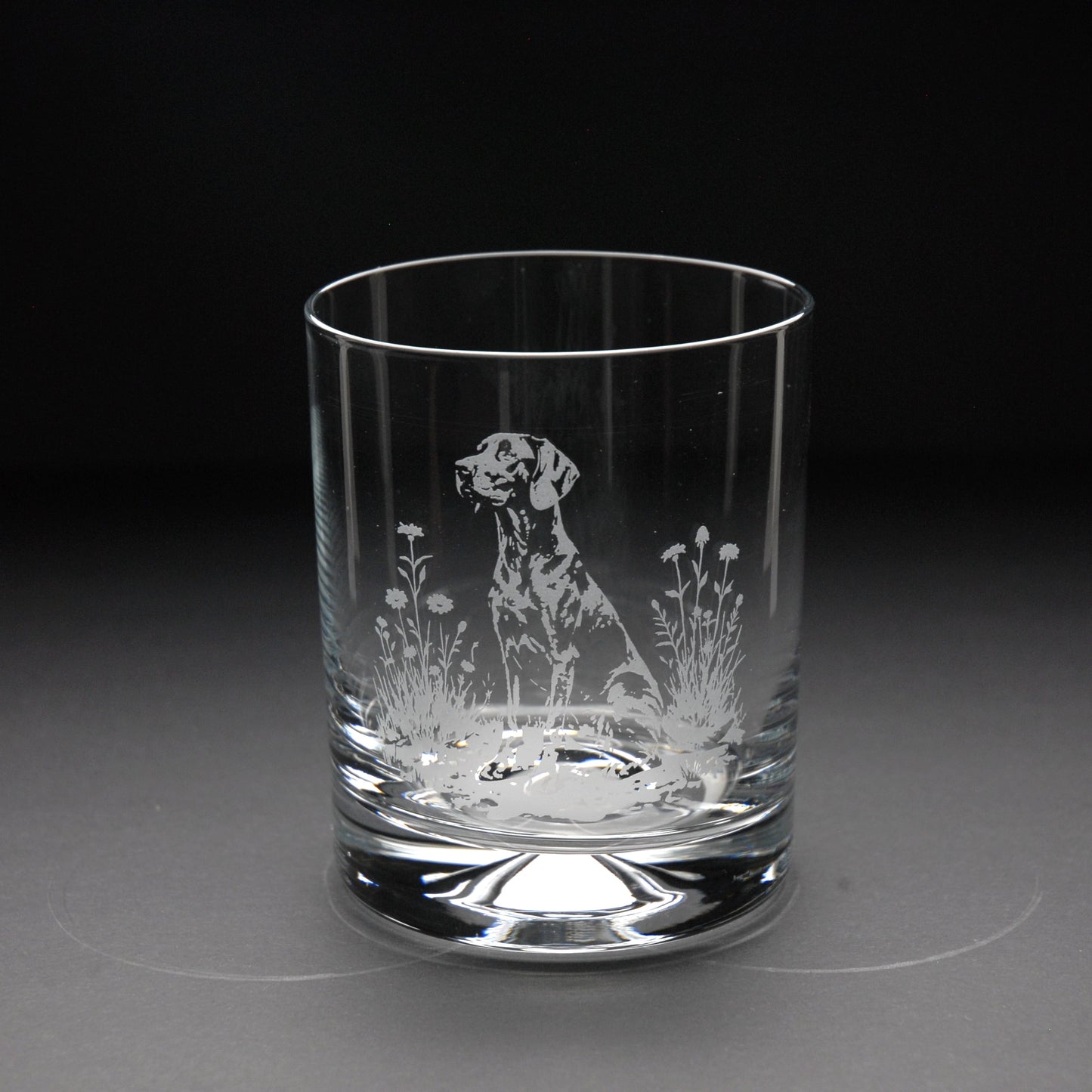 German Pointer Dog Whiskey Tumbler Glass - Hand Etched/Engraved Gift