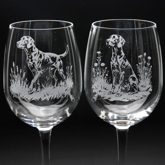 German Pointer Dog Crystal Wine Glass - Hand Etched/Engraved Gift