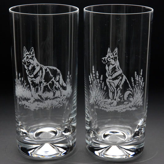 German Shepherd Dog Highball Glass - Hand Etched/Engraved Gift
