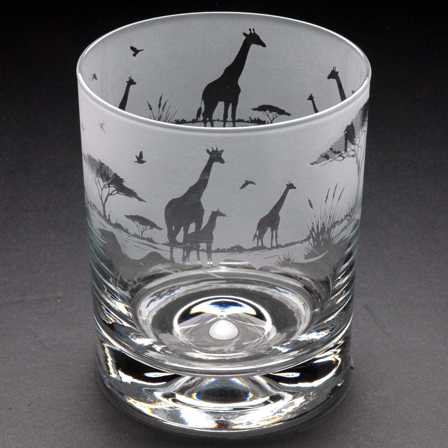 Giraffe Whiskey Tumbler Glass - Hand Etched/Engraved Gift