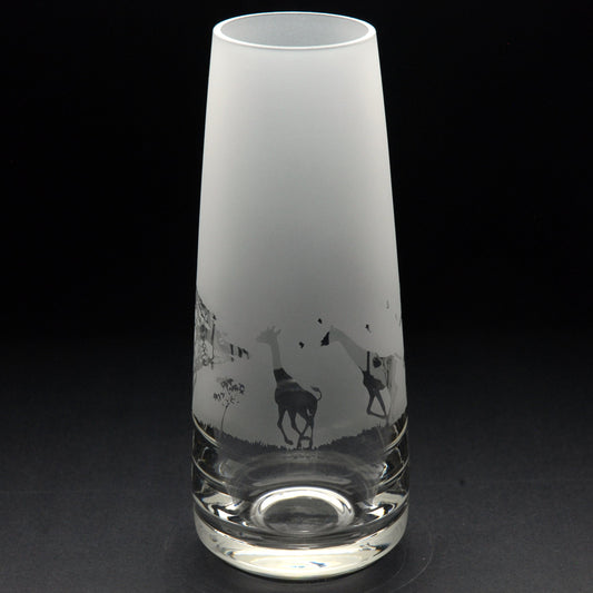 Giraffe Glass Bud Vase - 15cm- Hand Etched/Engraved Gift