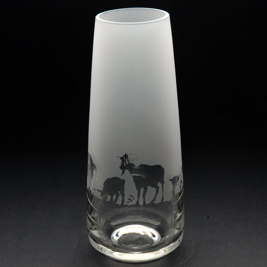 Goat Glass Bud Vase - 15cm- Hand Etched/Engraved Gift