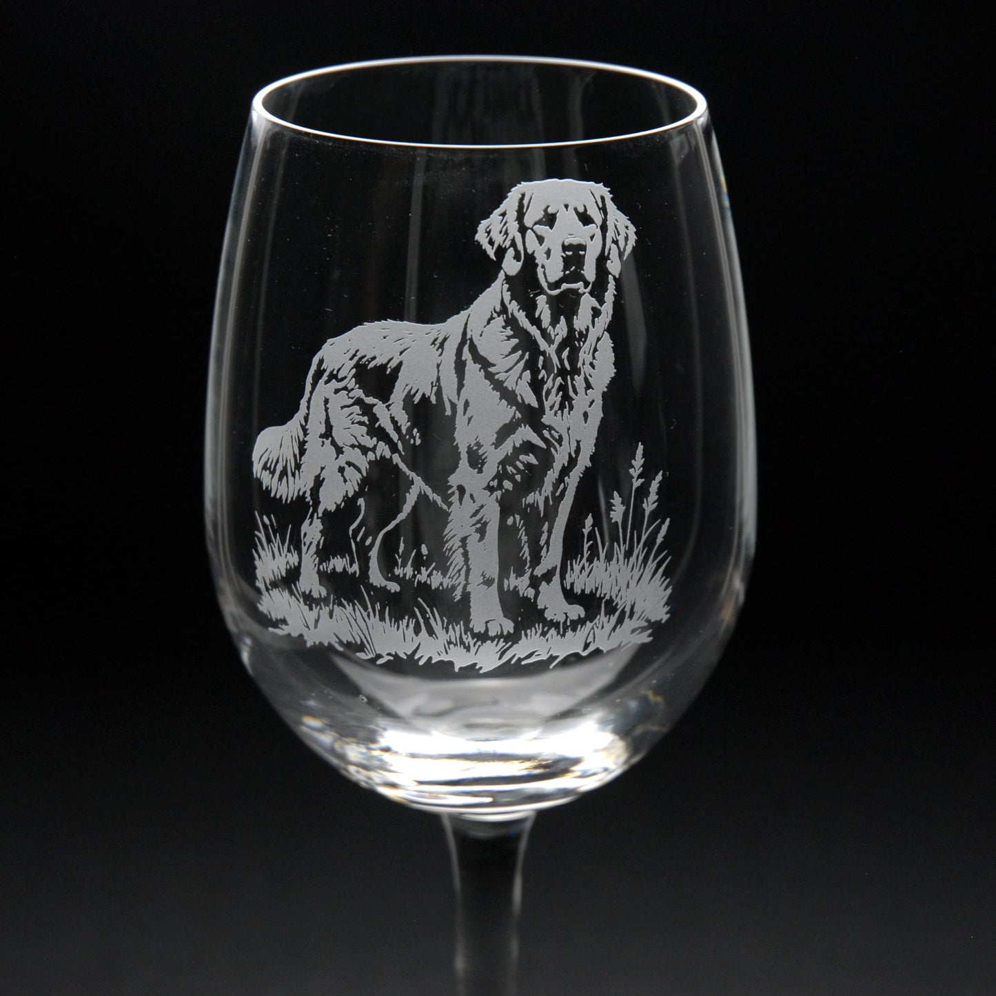 Golden Retriever Dog Crystal Wine Glass - Hand Etched/Engraved Gift