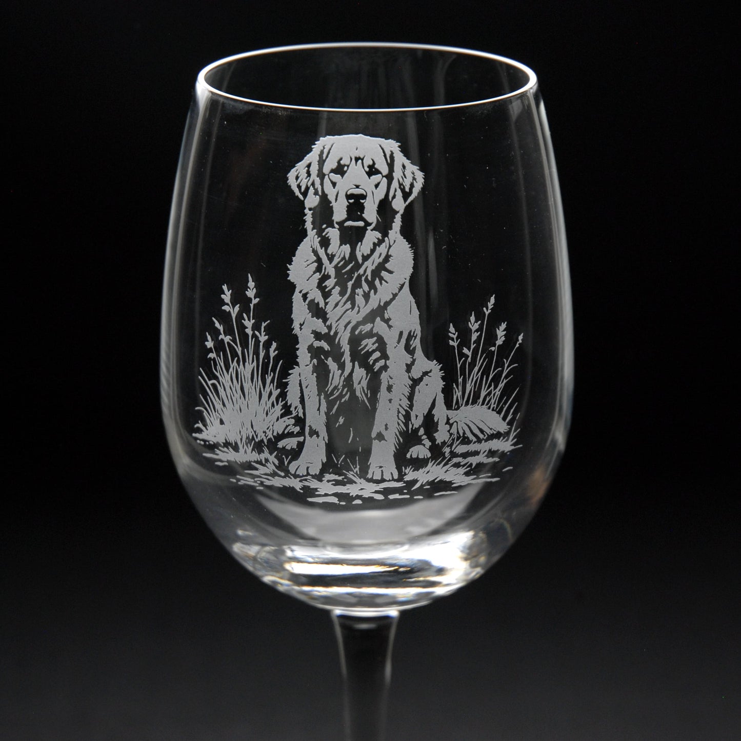 Golden Retriever Dog Crystal Wine Glass - Hand Etched/Engraved Gift