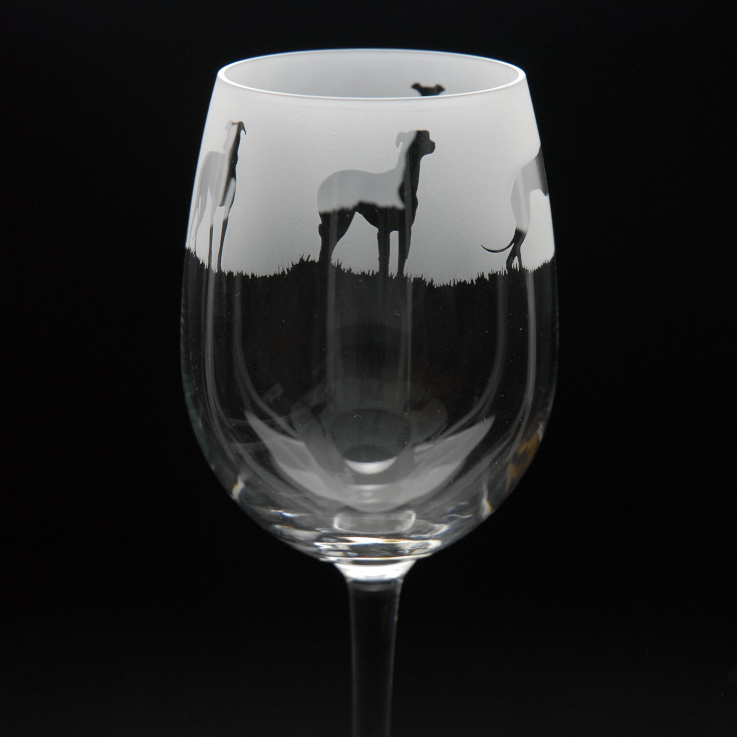 Greyhound Dog Crystal Wine Glass - Hand Etched/Engraved Gift