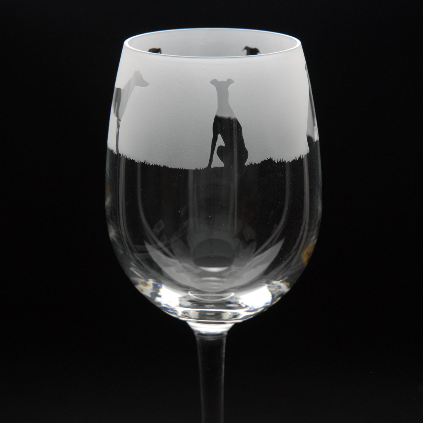 Greyhound Dog Crystal Wine Glass - Hand Etched/Engraved Gift