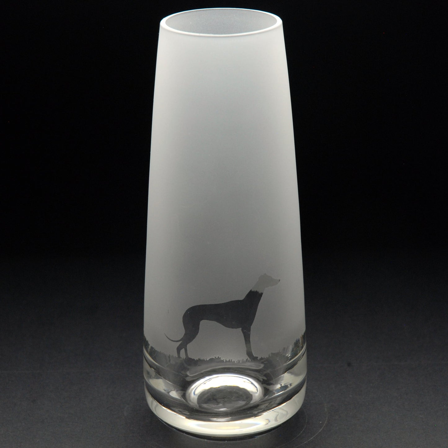 Greyhound Dog Glass Bud Vase - Hand Etched/Engraved Gift