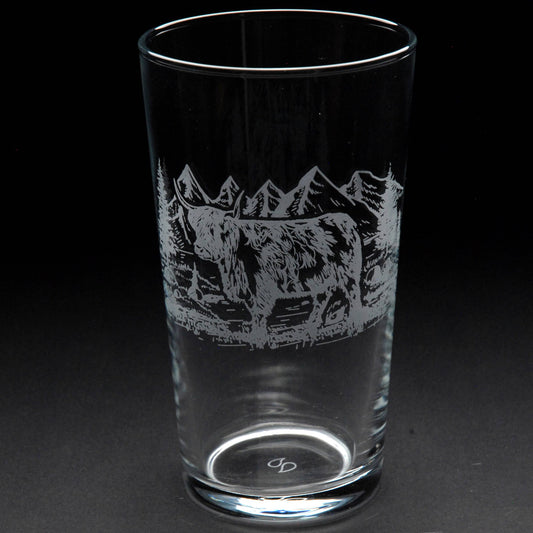 Highland Cow Pint Glass - Hand Etched/Engraved Gift