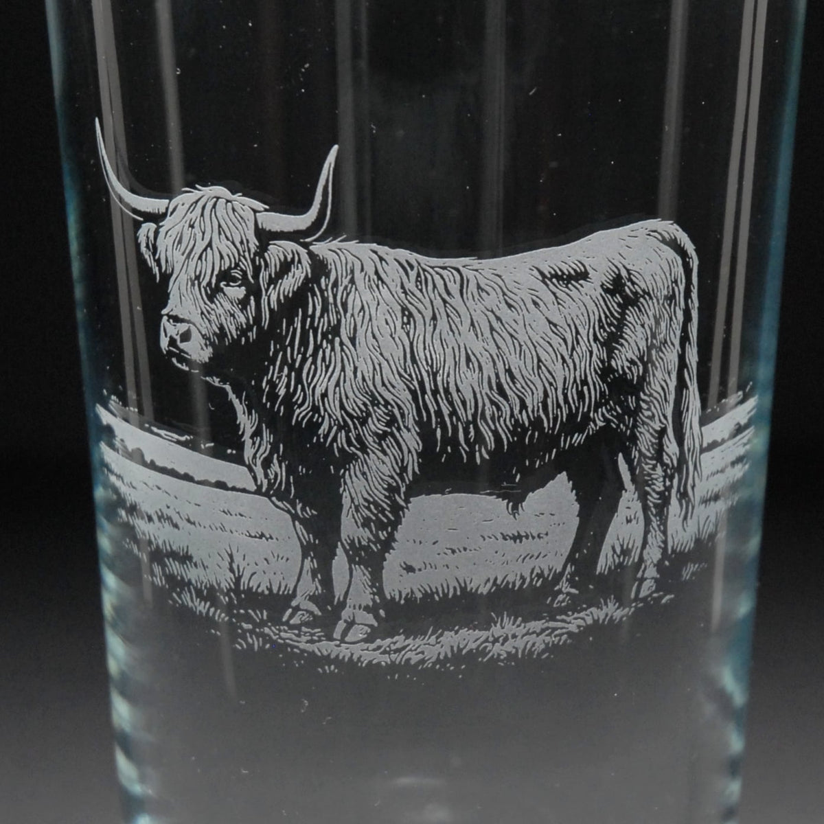 Highland Cow Crystal Wine Glass - Hand Etched/Engraved Gift