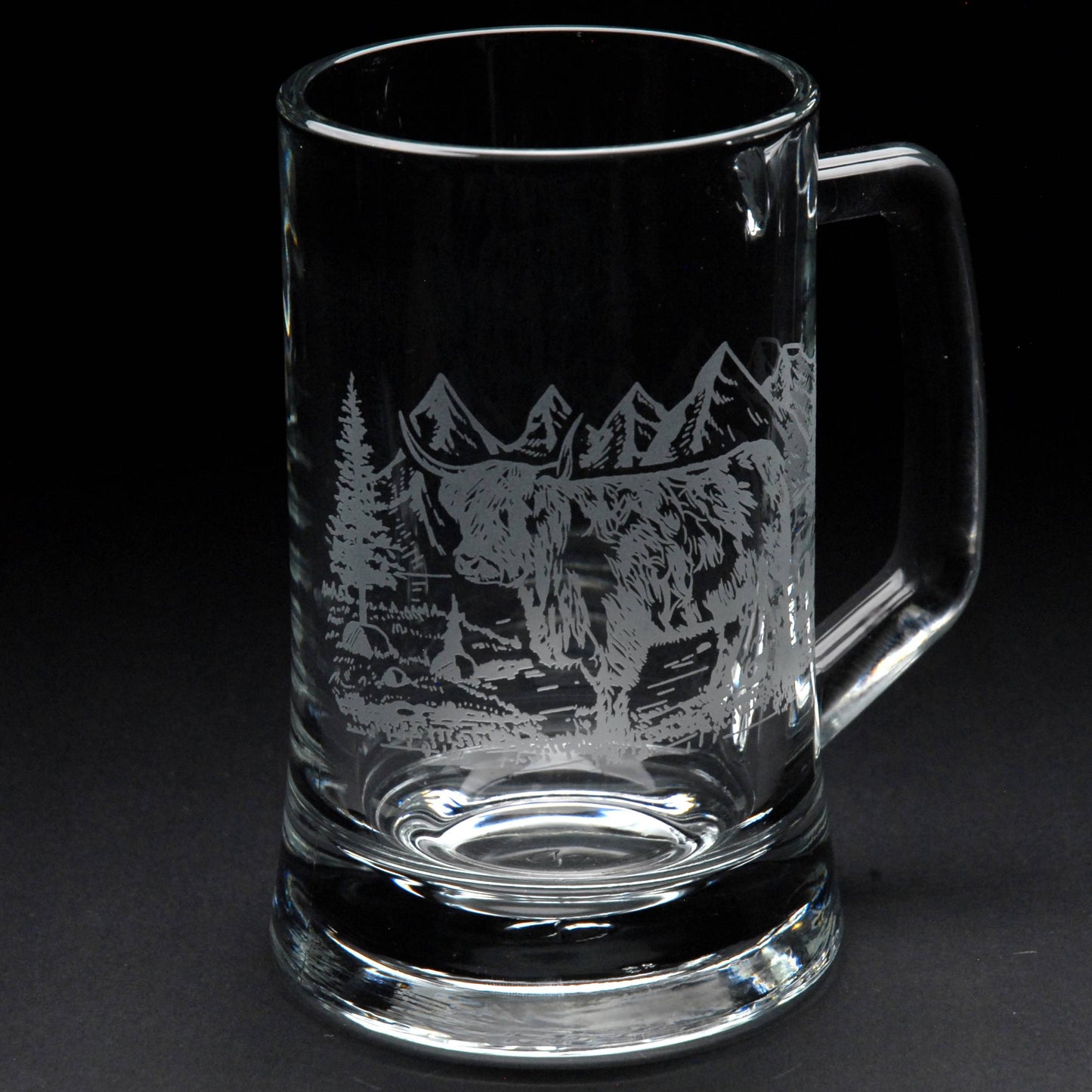 Highland Cow Tankard Glass - Hand Etched/Engraved Gift