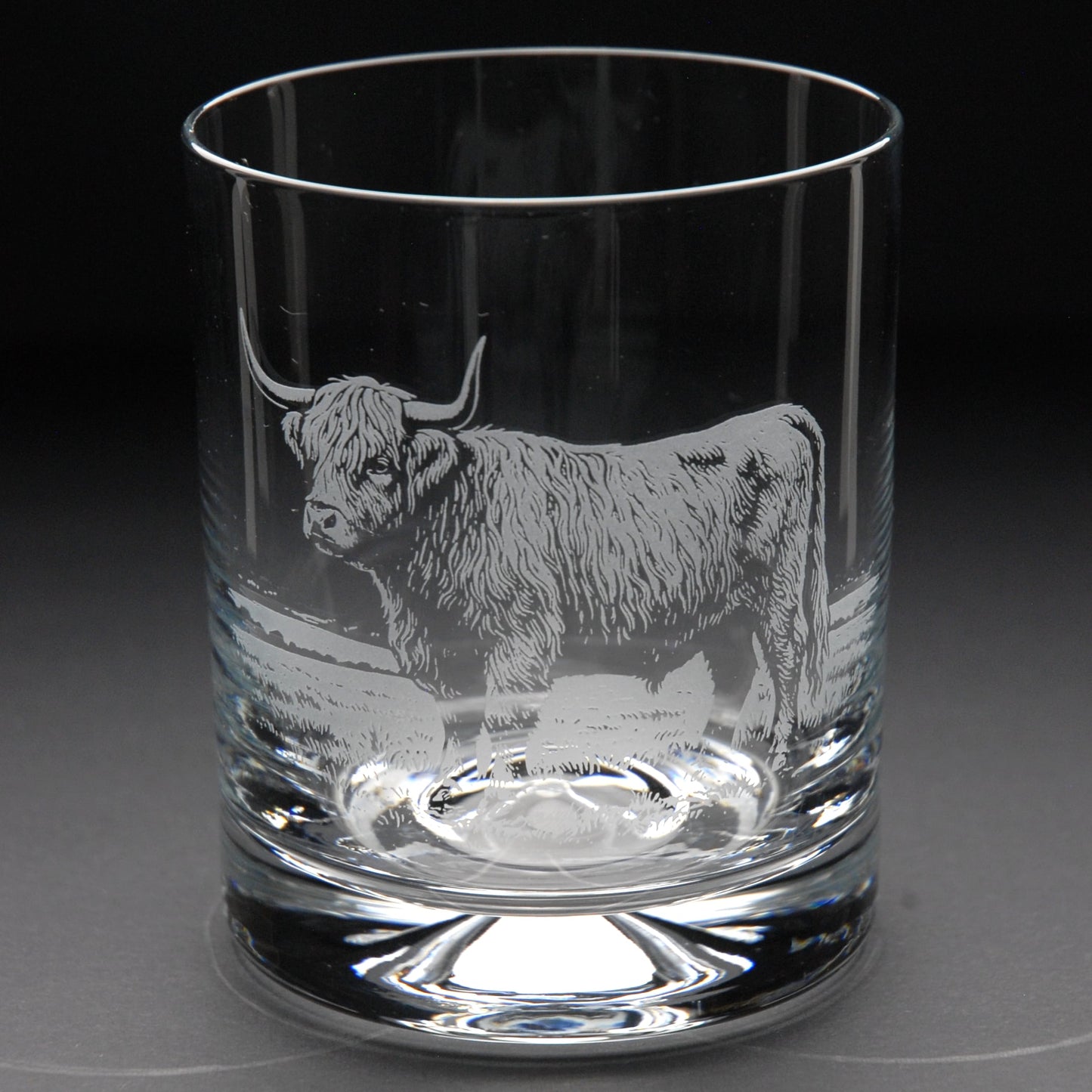 Highland Cow Whiskey Tumbler Glass - Hand Etched/Engraved Gift