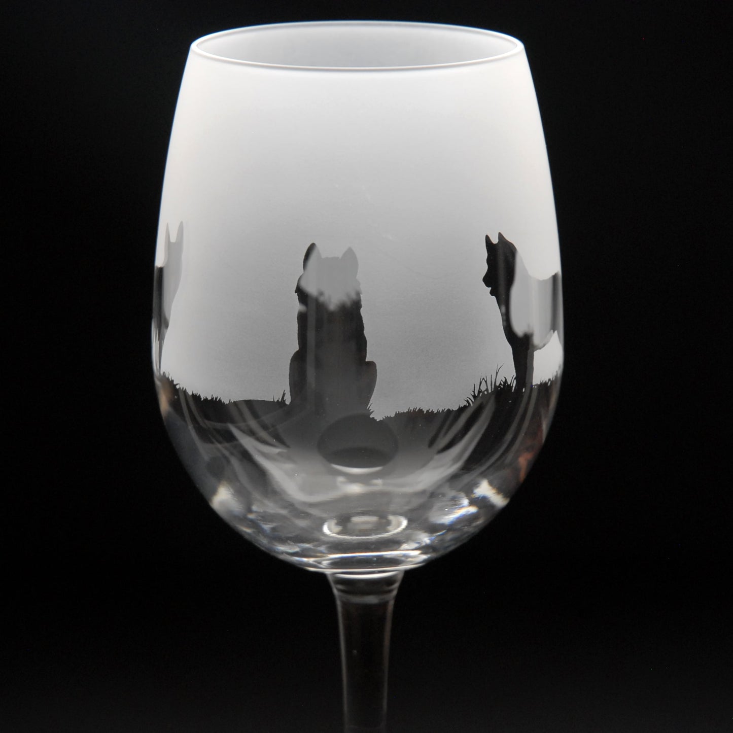Husky Dog Crystal Wine Glass - Hand Etched/Engraved Gift