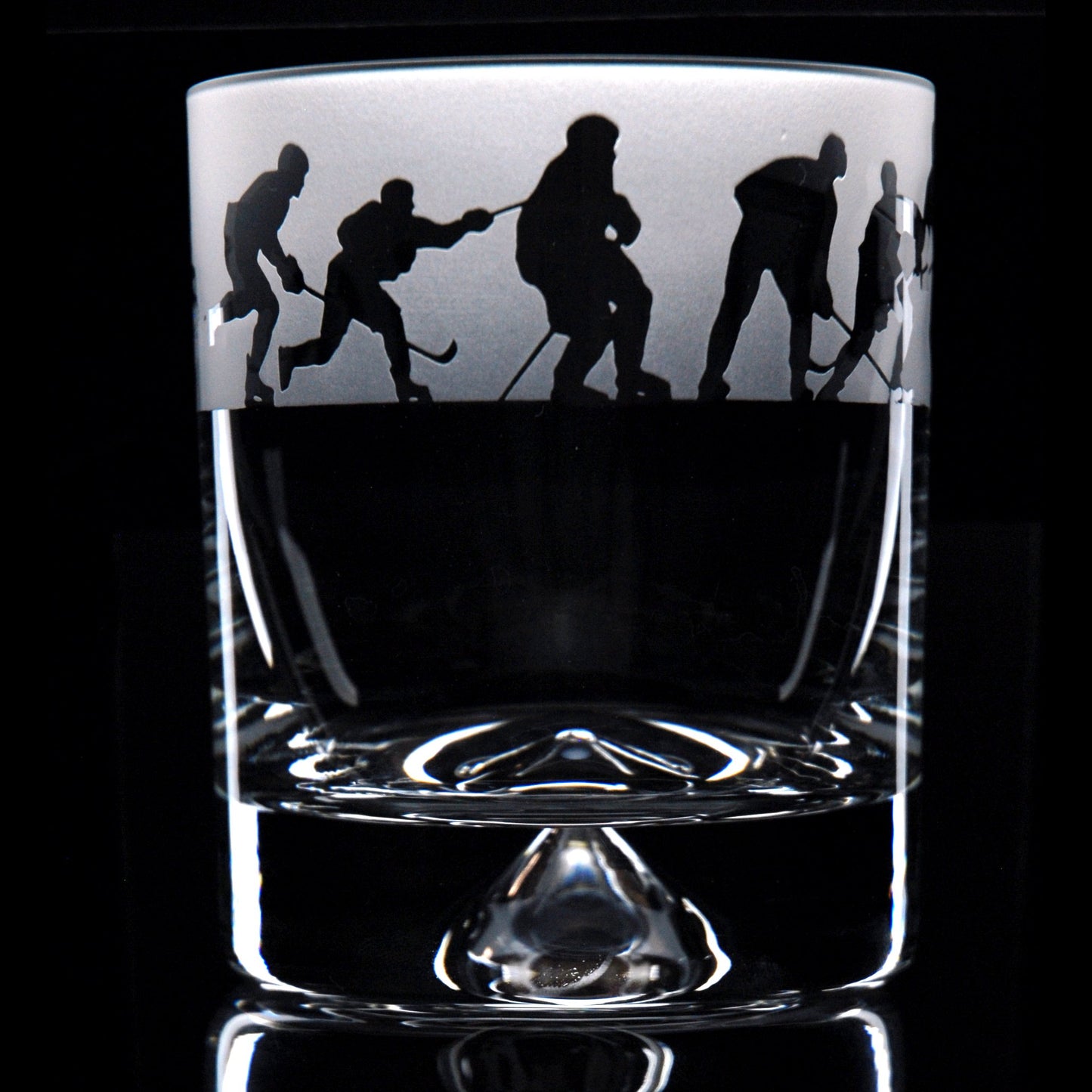 Ice Hockey Whiskey Tumbler Glass - Hand Etched/Engraved Gift