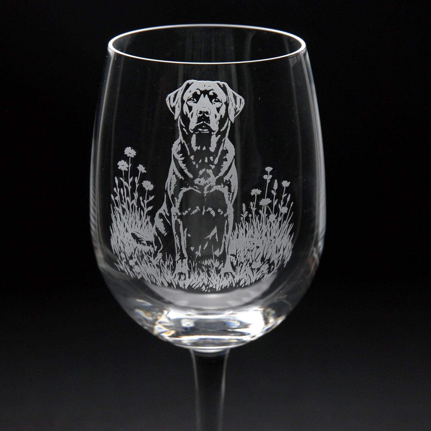 Labrador Dog Crystal Wine Glass - Hand Etched/Engraved Gift