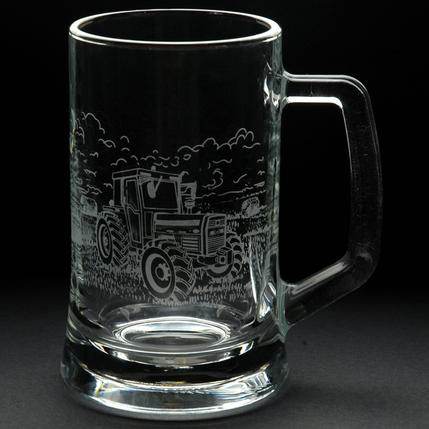 Vintage and Modern Tractor Tankard Tumbler Pint Highball Glass - Hand Engraved