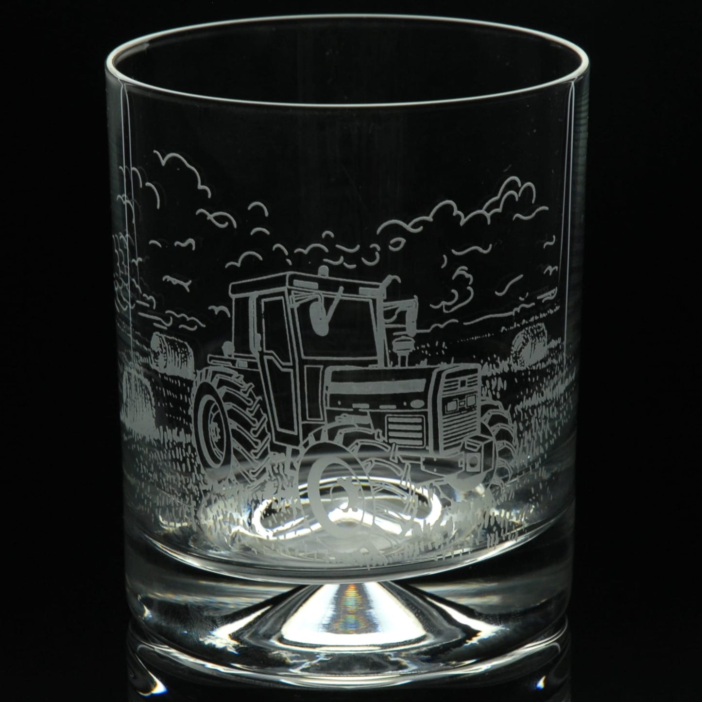 Vintage and Modern Tractor Tankard Tumbler Pint Highball Glass - Hand Engraved