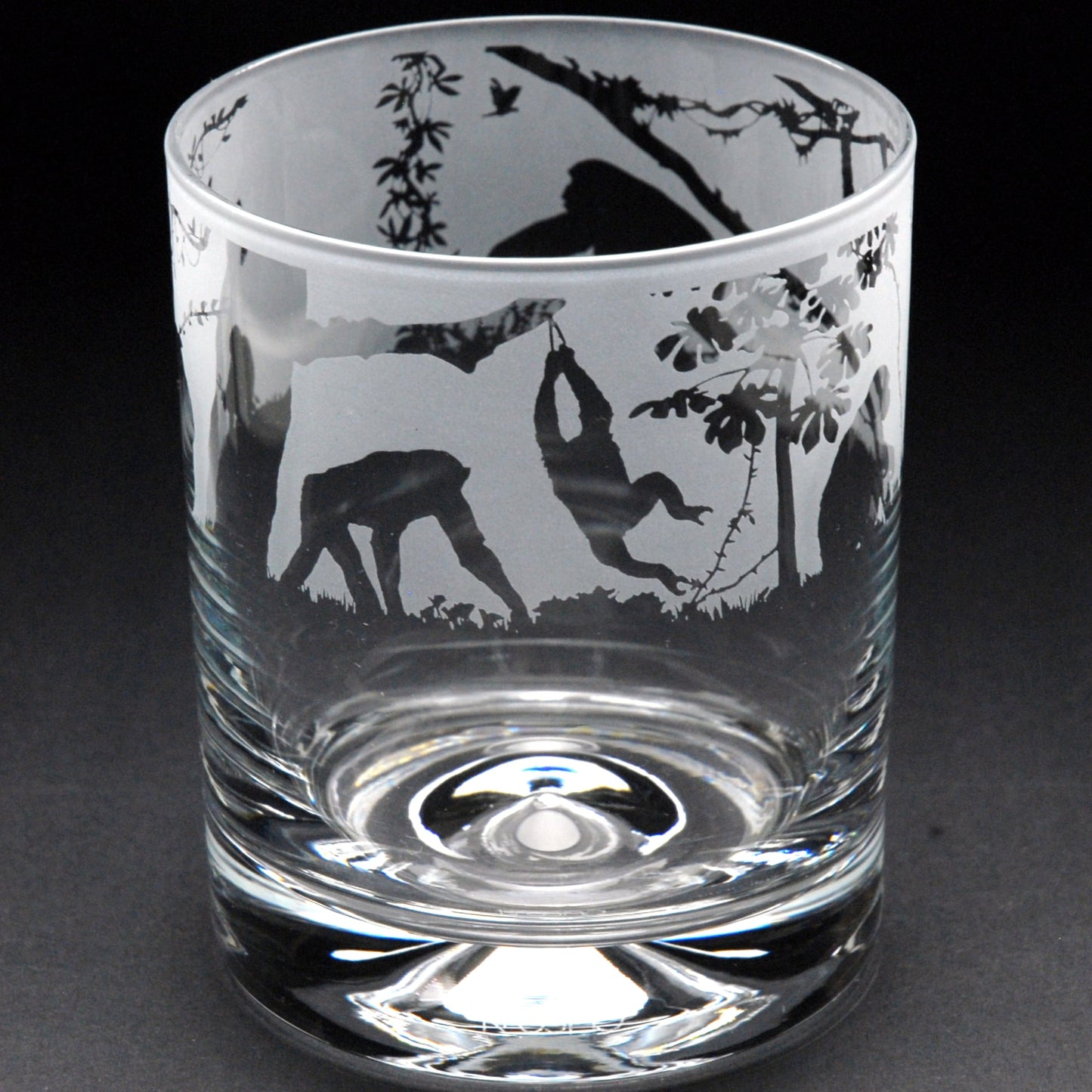 Monkey Whiskey Tumbler Glass - Hand Etched/Engraved Gift