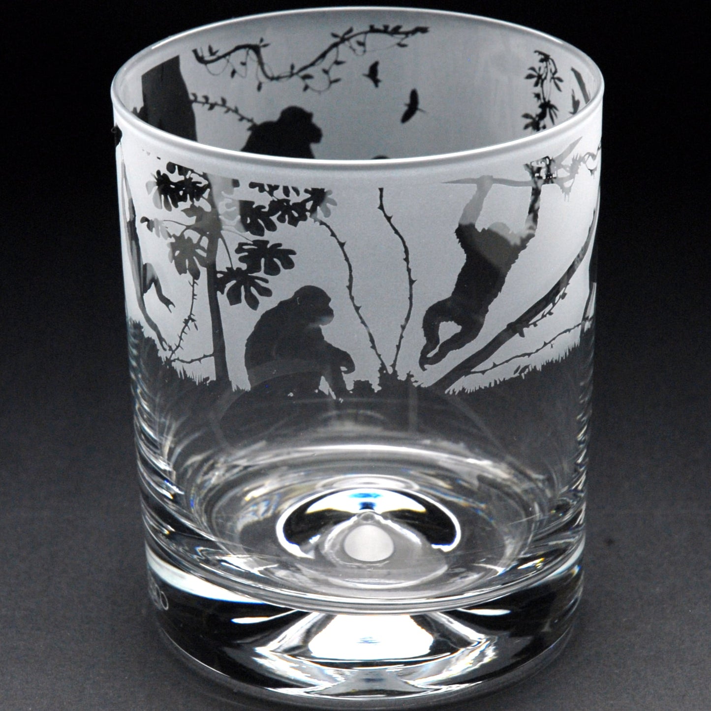 Monkey Whiskey Tumbler Glass - Hand Etched/Engraved Gift