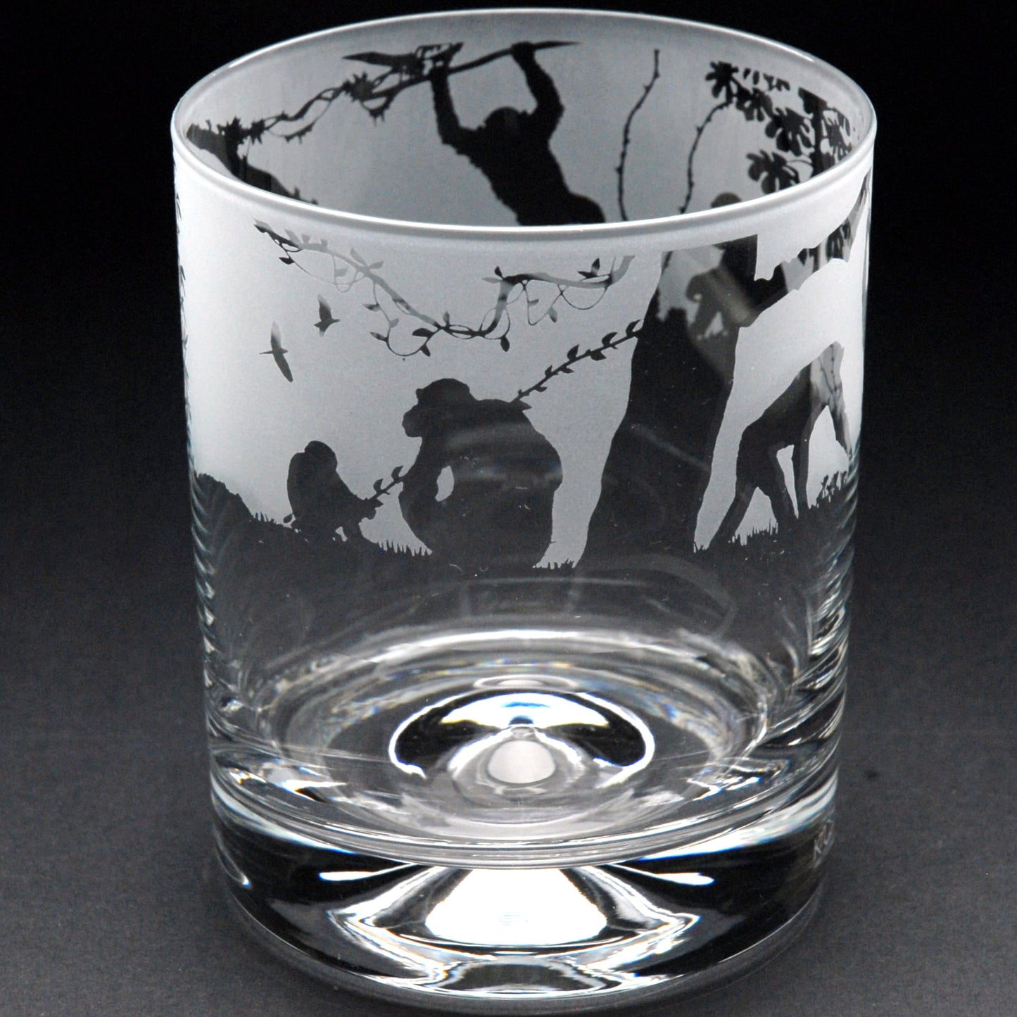 Monkey Whiskey Tumbler Glass - Hand Etched/Engraved Gift