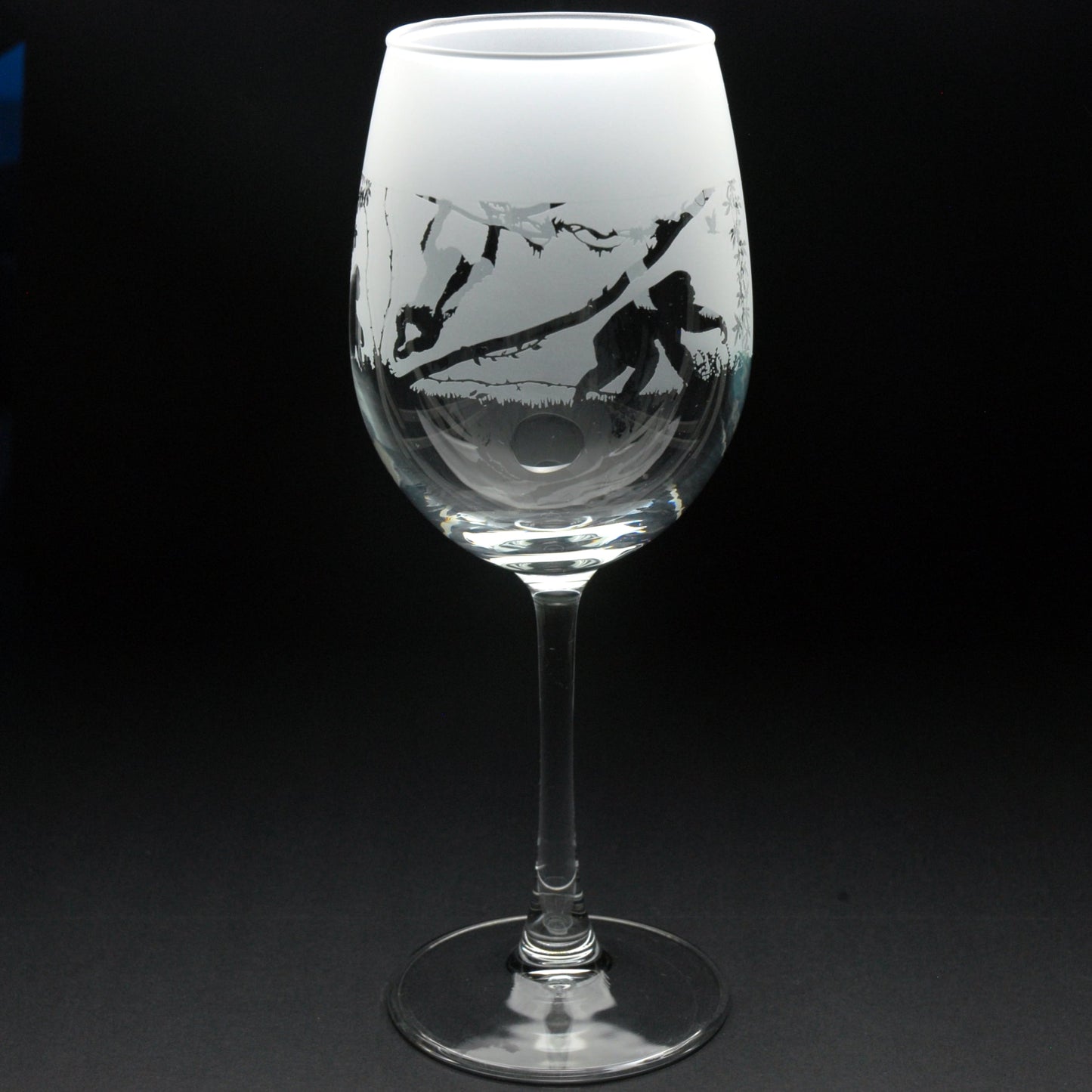 Monkey Crystal Wine Glass - Hand Etched/Engraved Gift