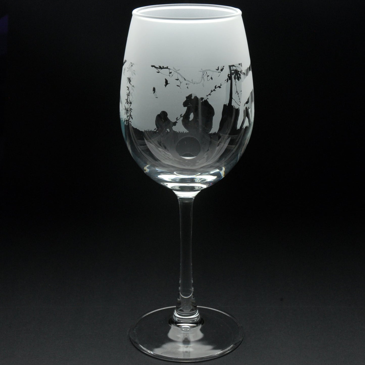 Monkey Crystal Wine Glass - Hand Etched/Engraved Gift