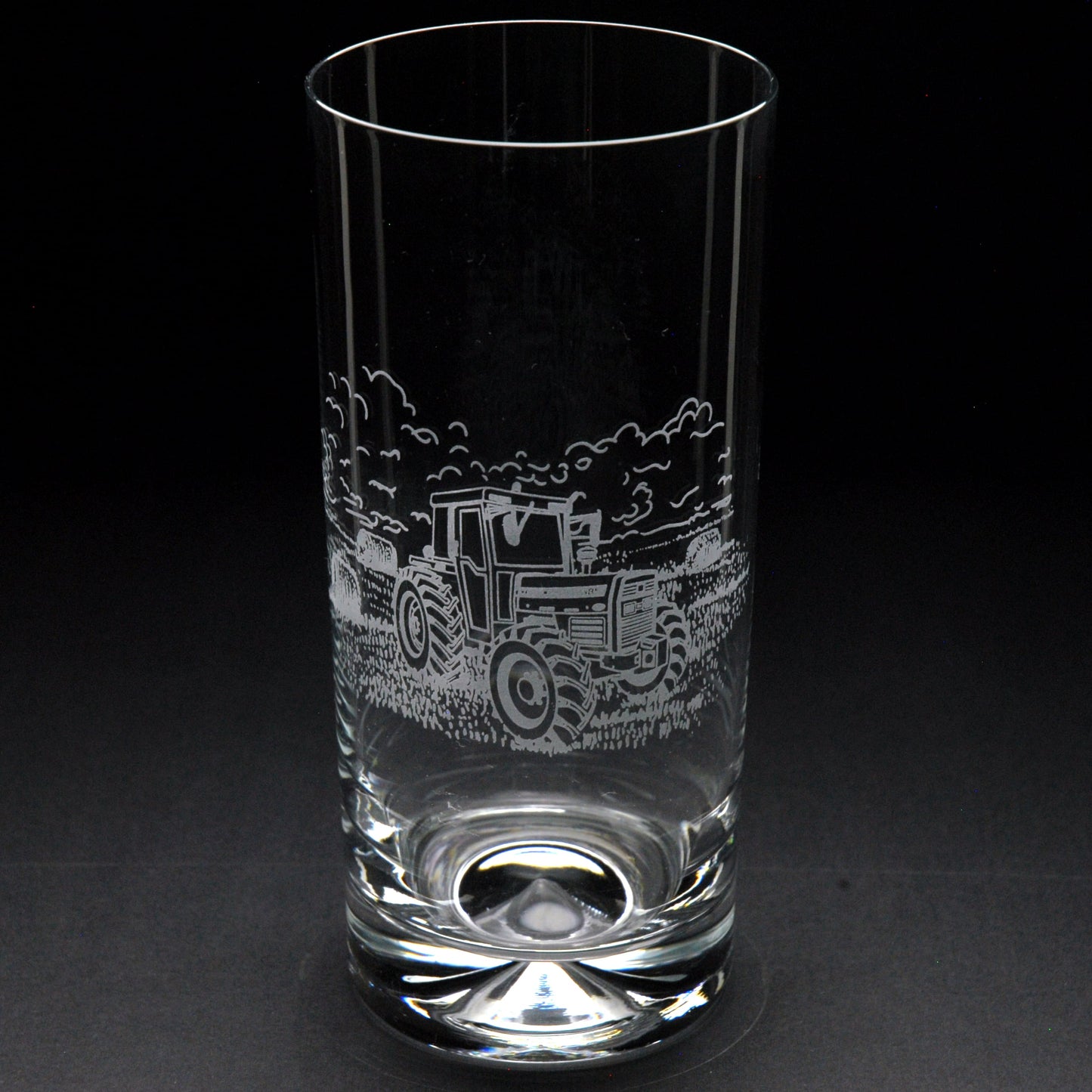 Vintage and Modern Tractor Tankard Tumbler Pint Highball Glass - Hand Engraved