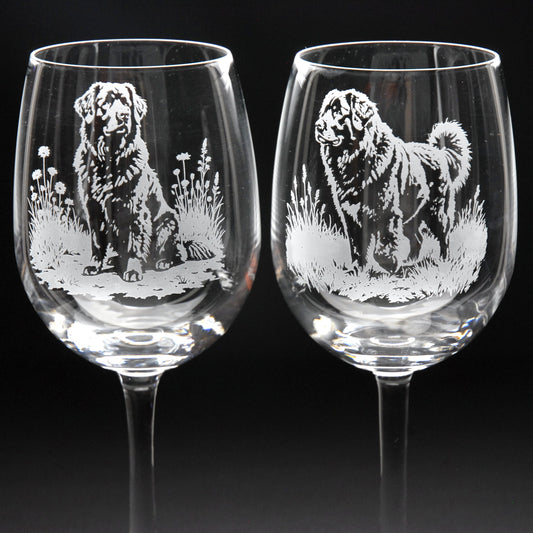 Newfoundland Dog Crystal Wine Glass - Hand Etched/Engraved Gift