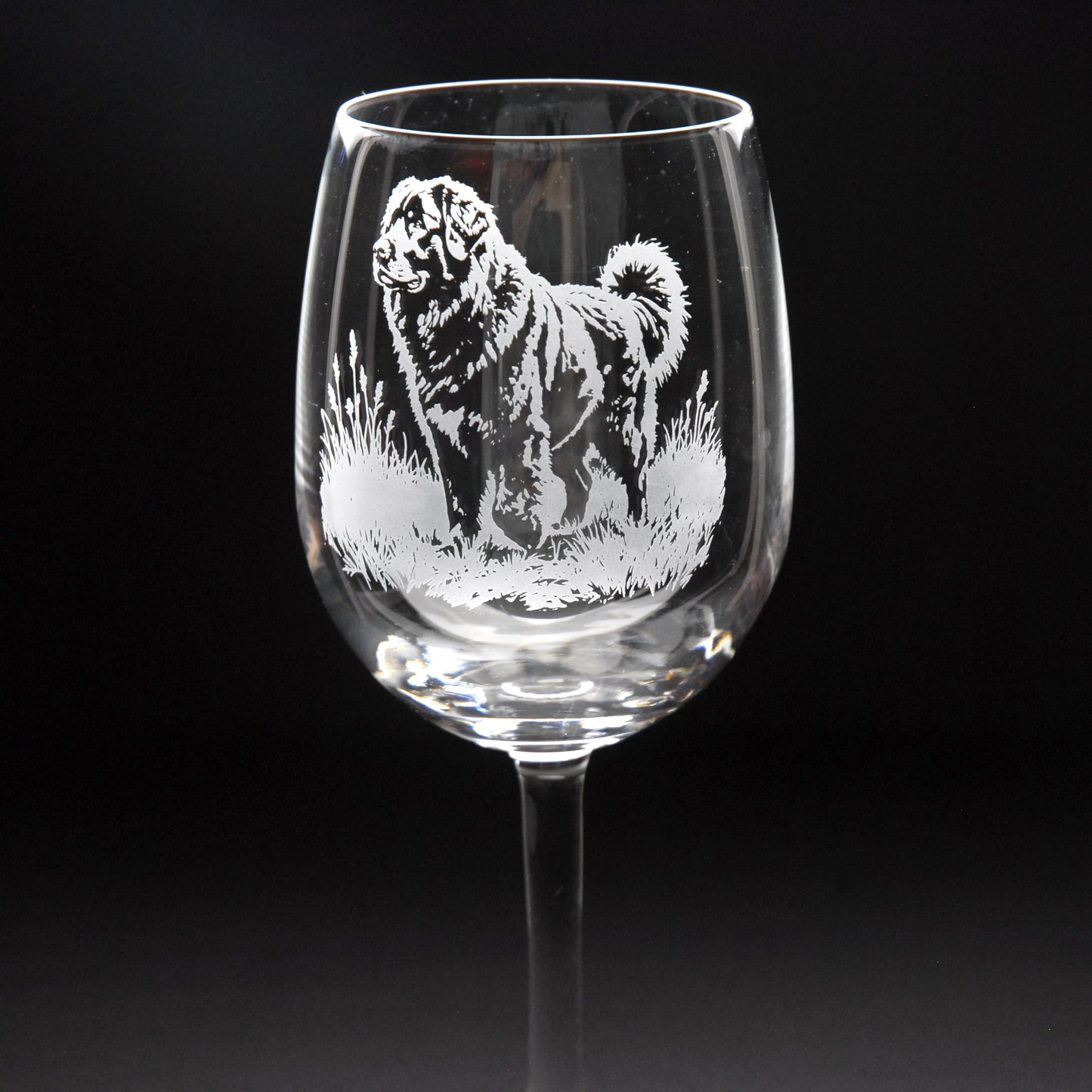 Newfoundland Dog Crystal Wine Glass - Hand Etched/Engraved Gift