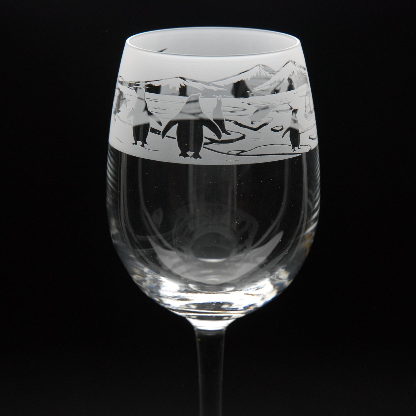 Penguin Crystal Wine Glass - Hand Etched/Engraved Gift
