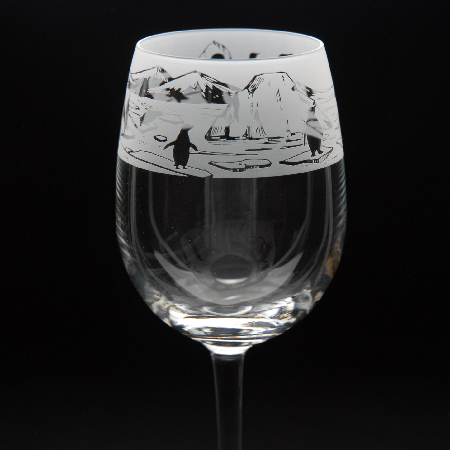 Penguin Crystal Wine Glass - Hand Etched/Engraved Gift
