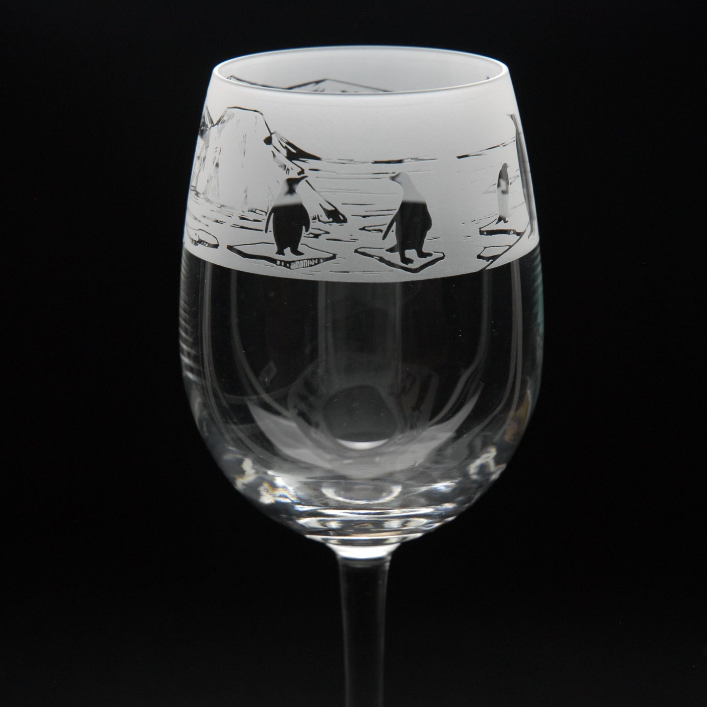 Penguin Crystal Wine Glass - Hand Etched/Engraved Gift