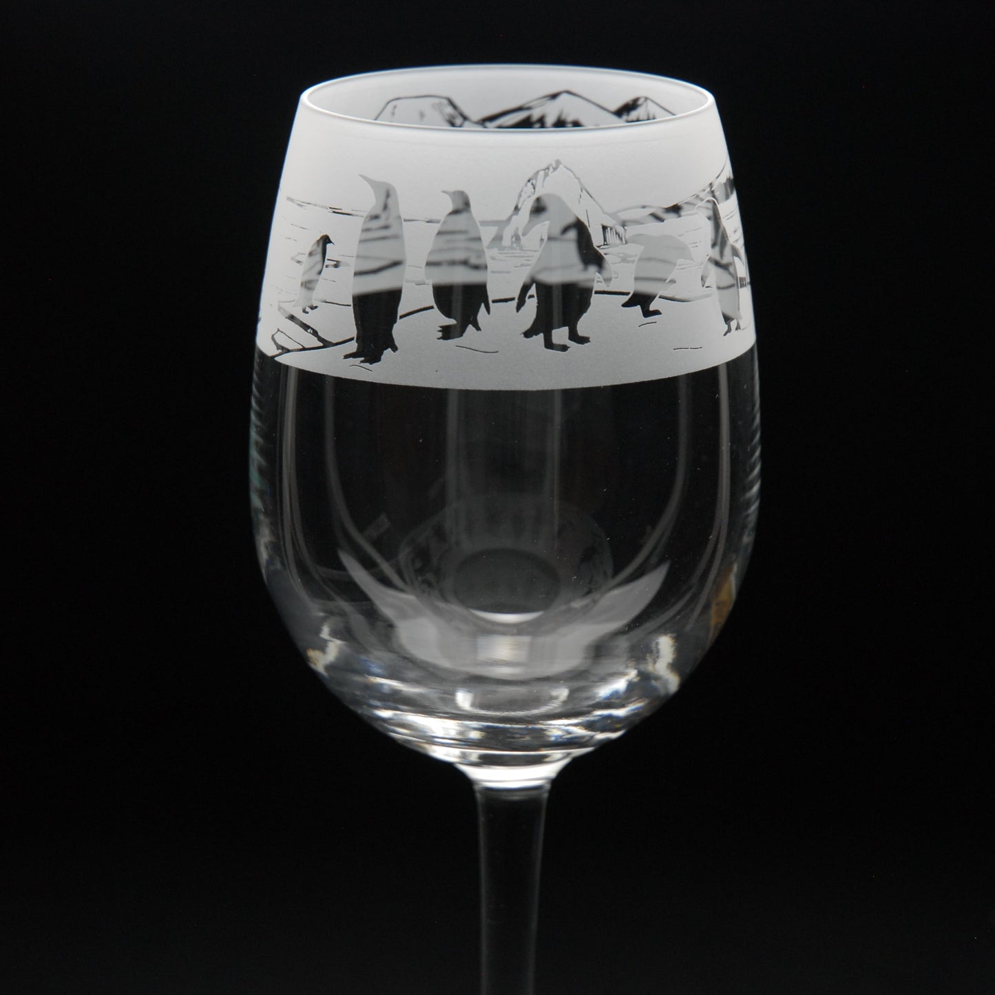 Penguin Crystal Wine Glass - Hand Etched/Engraved Gift
