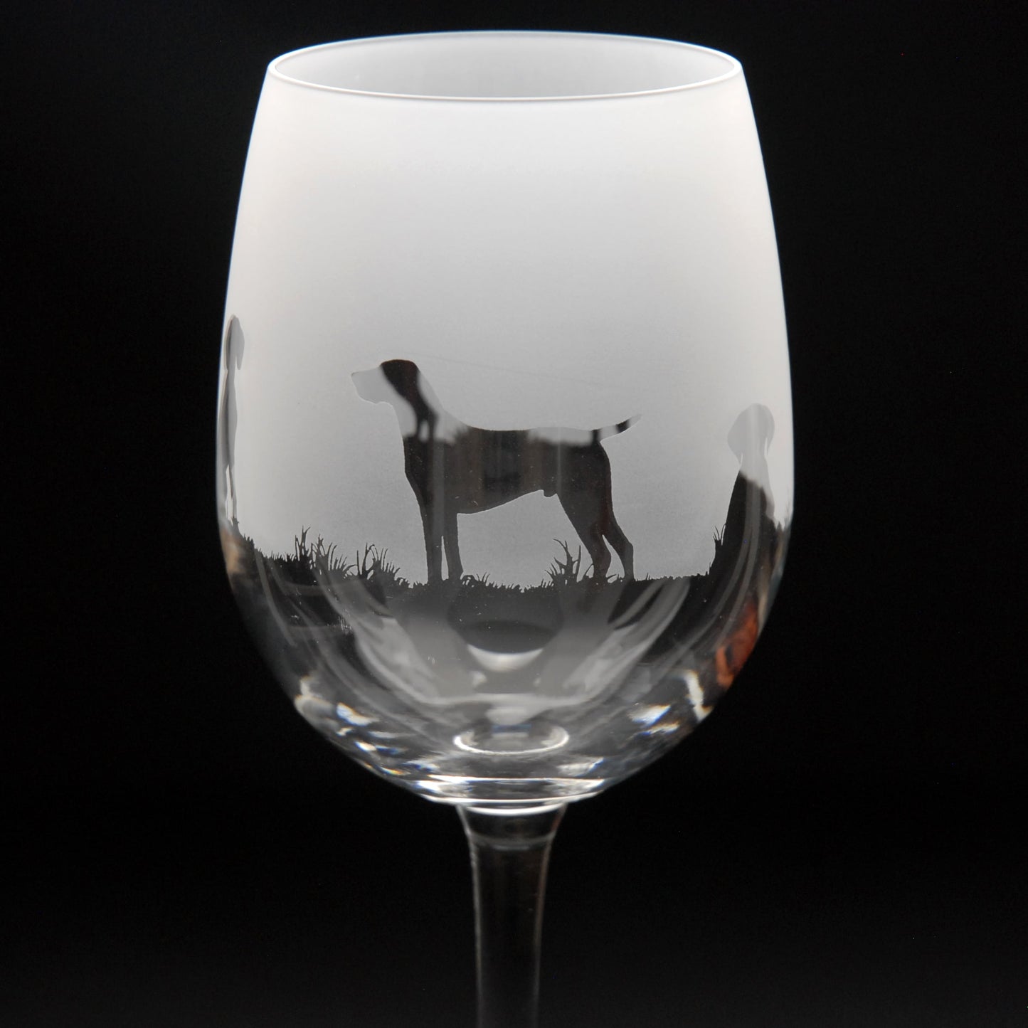 Pointer Dog Crystal Wine Glass - Hand Etched/Engraved Gift