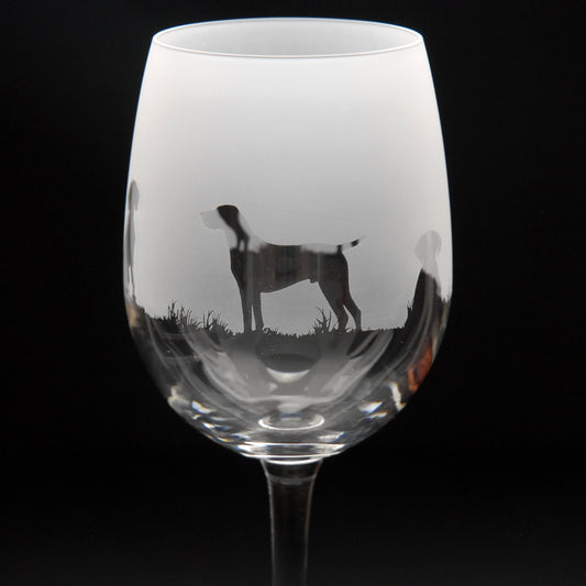 Pointer Dog Crystal Wine Glass - Hand Etched/Engraved Gift