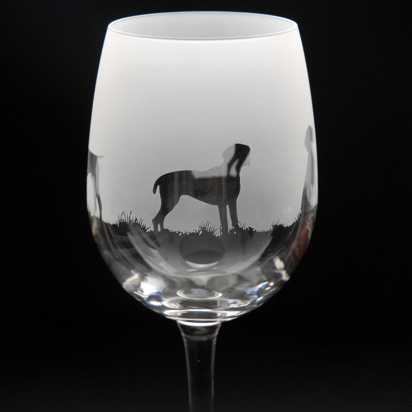 Pointer Dog Crystal Wine Glass - Hand Etched/Engraved Gift