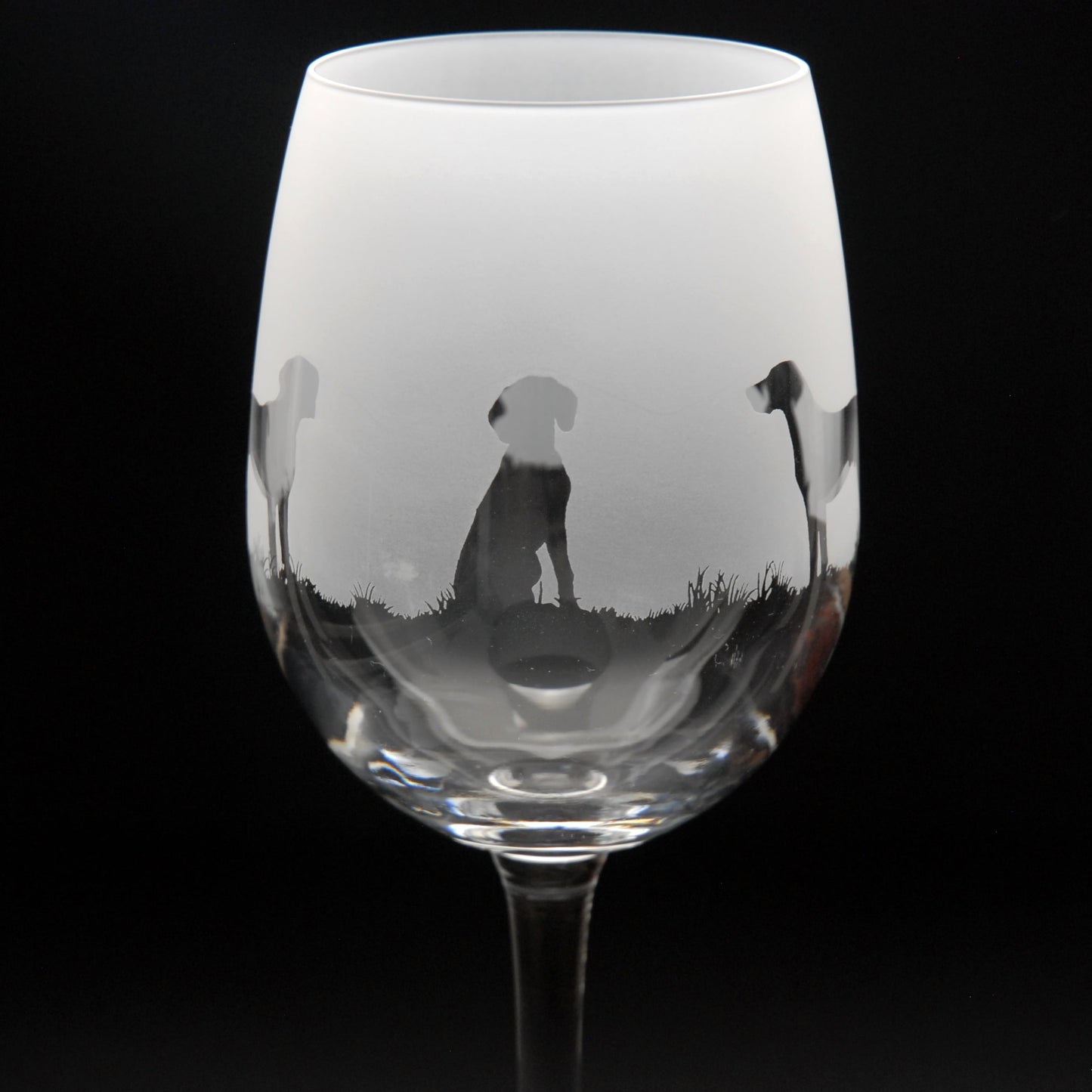 Pointer Dog Crystal Wine Glass - Hand Etched/Engraved Gift