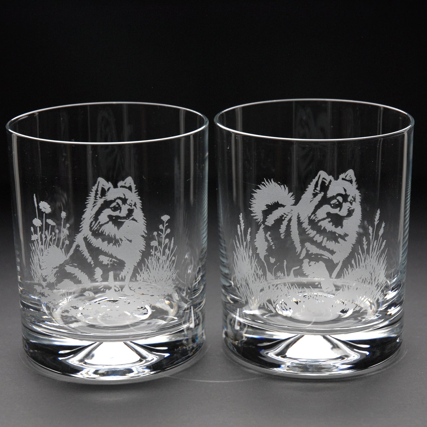 Pomeranian Dog Whiskey Tumbler Glass - Hand Etched/Engraved Gift