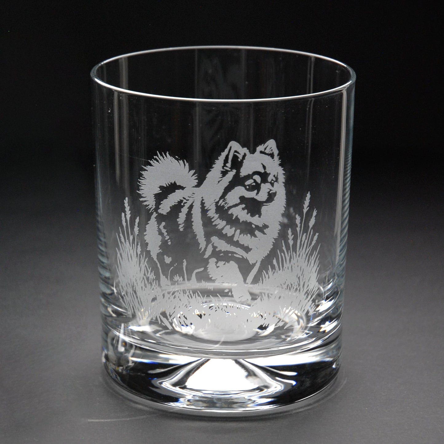 Pomeranian Dog Whiskey Tumbler Glass - Hand Etched/Engraved Gift
