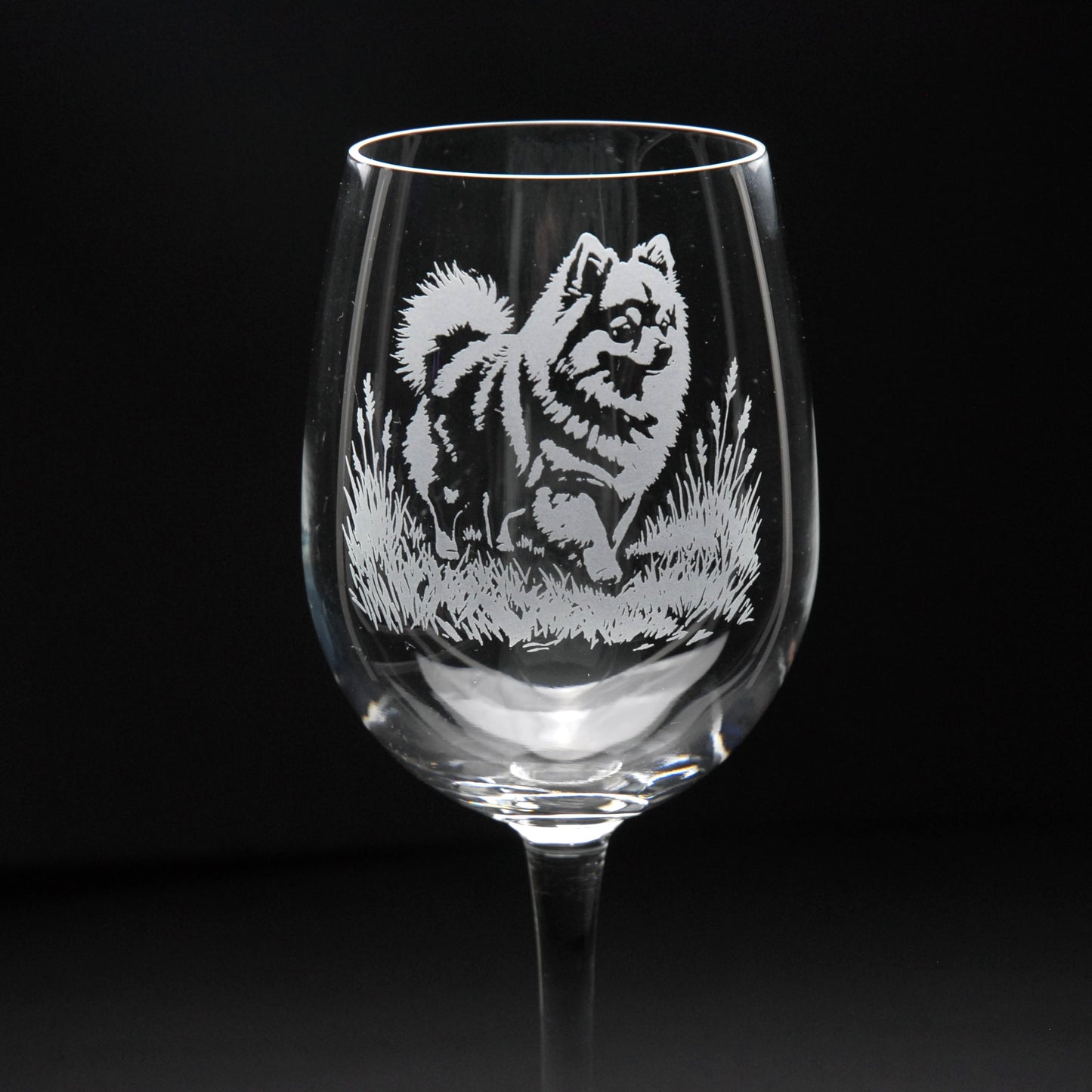 Pomeranian Dog Crystal Wine Glass - Hand Etched/Engraved Gift