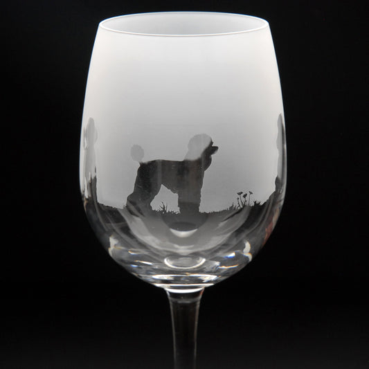 Poodle Dog Crystal Wine Glass - Hand Etched/Engraved Gift