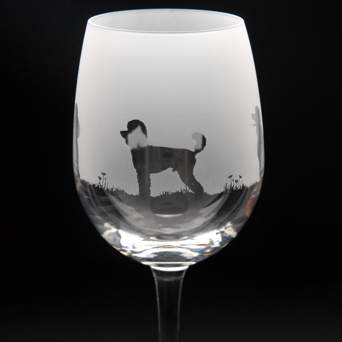 Poodle Dog Crystal Wine Glass - Hand Etched/Engraved Gift